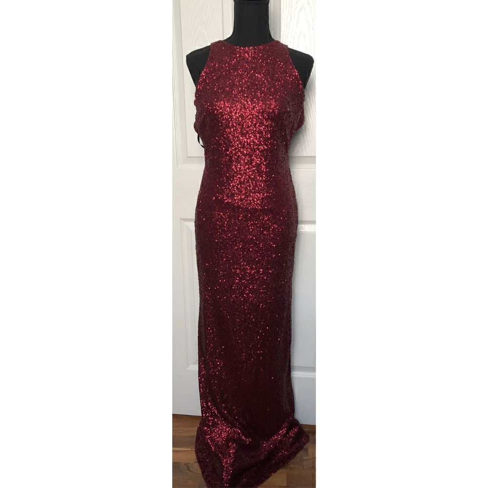 Sorella Vita Sequin Bridesmaid Dress Scoop Neck with Peek-a-Boo Back Design Size